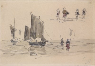 Bateaux et pêcheurs - Eugene Louis Boudin